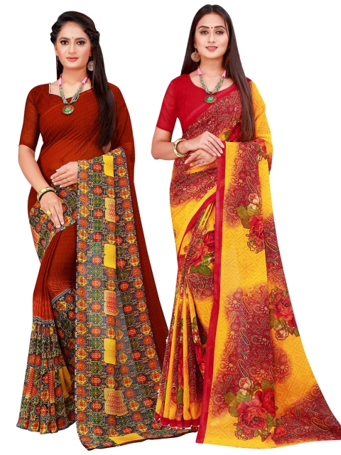 

KALINI Women Multi Sarees, Maroon