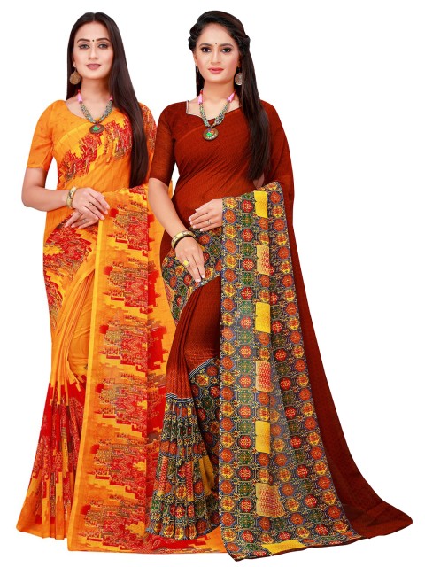 

KALINI Women Orange Sarees