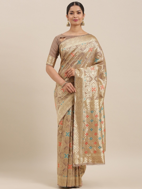 

SHAVYA Women Gold Sarees