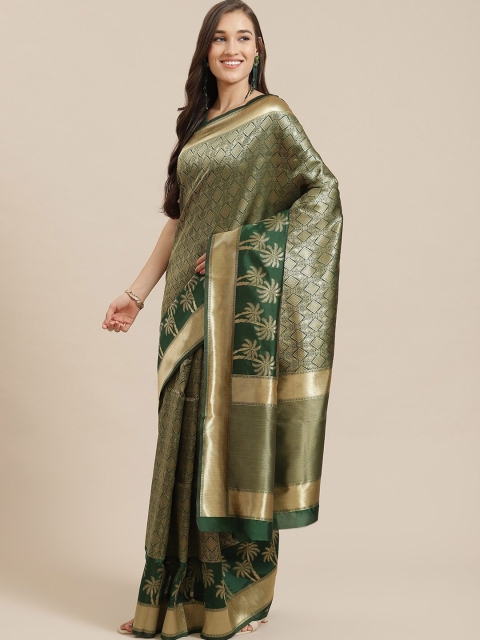 

SHAVYA Women Green Sarees