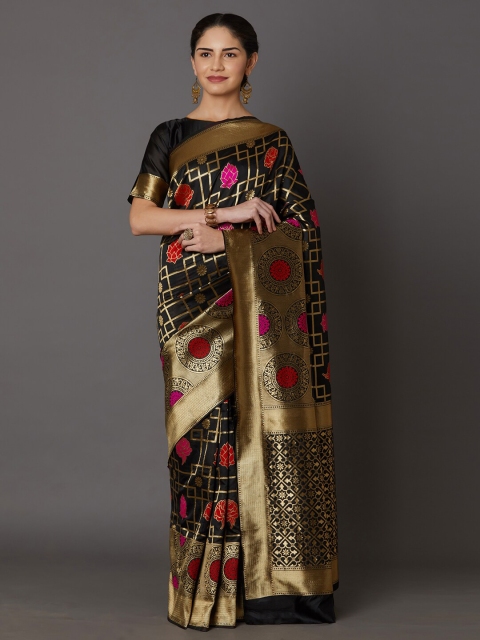 

SHAVYA Women Black Sarees