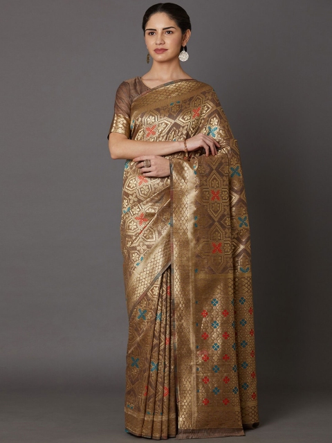 

SHAVYA Women Gold Sarees