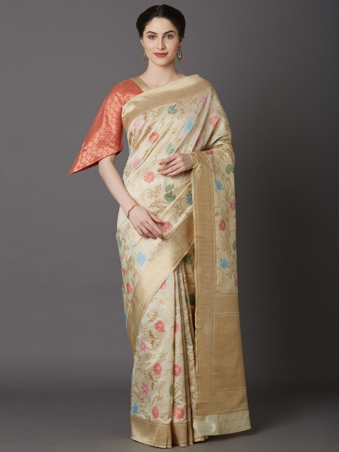 

SHAVYA Women Off White Sarees