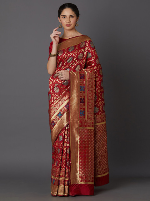

SHAVYA Women Red Sarees