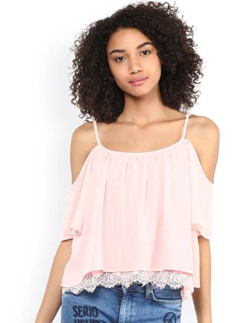 

Harpa Women Pink Georgette Layered A-Line Top