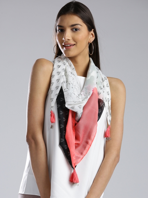 

W Women White & Black Printed Scarf