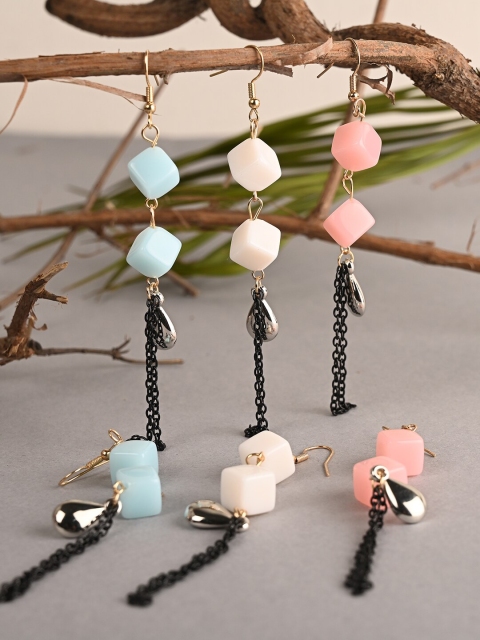 

BuckleUp Turquoise Blue & Peach-Coloured Contemporary Drop Earrings