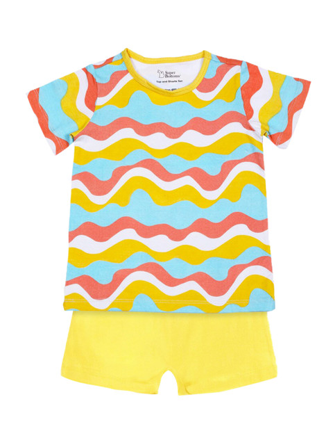 

SuperBottoms Kids Yellow & Pink Printed T-shirt with Shorts