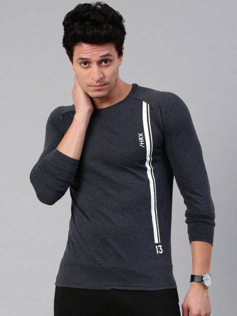 

HRX by Hrithik Roshan Men Navy Blue Solid Round Neck T-shirt