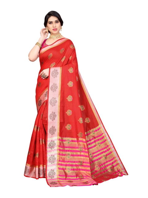 

Pisara Red & Green Woven Design Silk Cotton Chanderi Saree