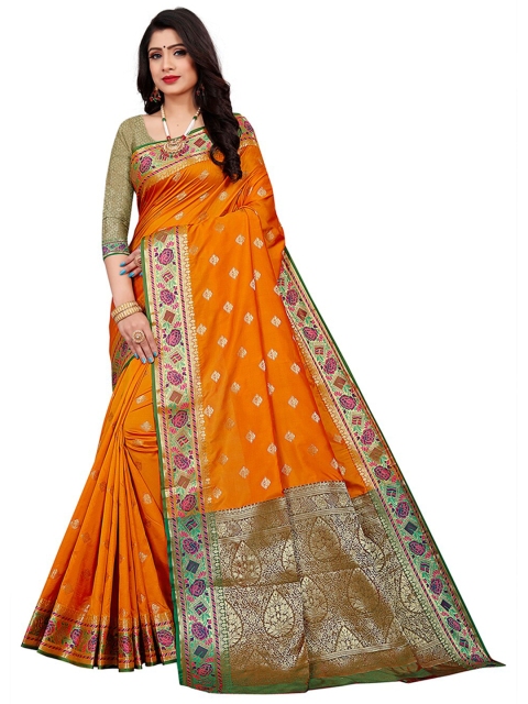

Pisara Orange Woven Design Silk Cotton Chanderi Saree