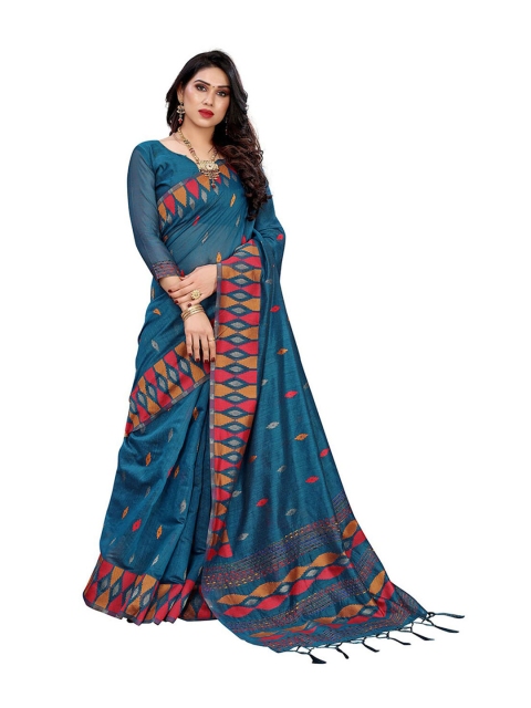 

Pisara Blue & Red Zari Silk Cotton Chanderi Saree