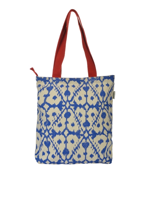 

Pick Pocket Blue & Off-White Printed Tote Bag
