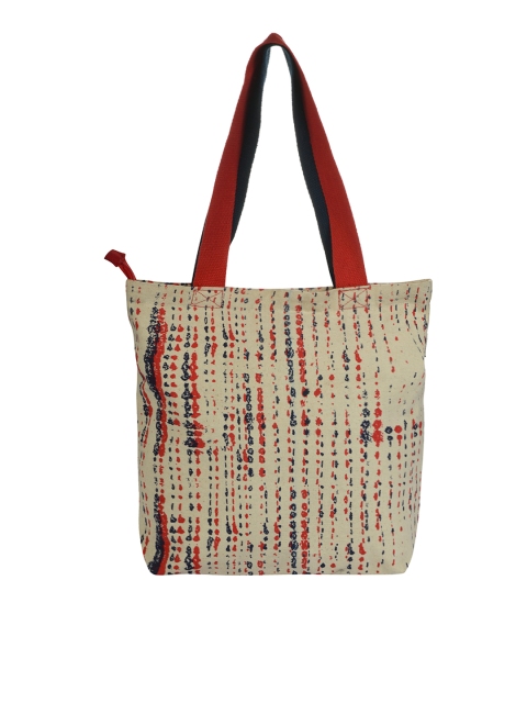 

Pick Pocket Off-White & Red Printed Tote Bag