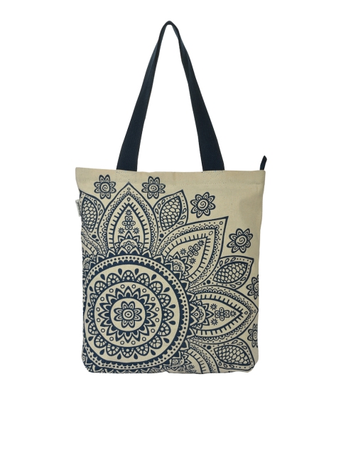 

Pick Pocket Navy & Off-White Printed Tote Bag, Navy blue