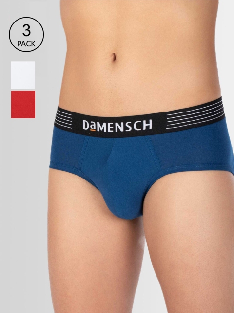 

DAMENSCH Men Pack of 3 Pure Cotton Briefs DAM-ER-CTS-B-TYR-PEB-LW-PACK-3, Red