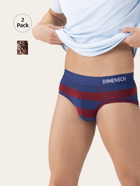 

DAMENSCH Men Pack Of 2 Multicoloured Deo-Soft Supima Modal Basic Briefs, Multi