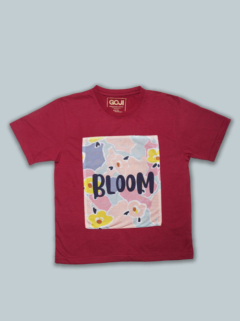 

GOJI Kids Maroon & cerise Henley Neck T-shirt