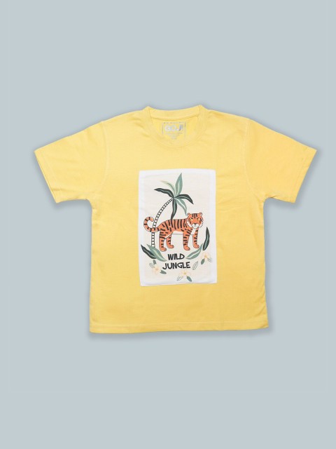 

GOJI Kids Yellow Colourblocked V-Neck T-shirt