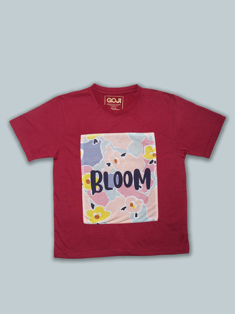 

GOJI Kids Maroon Henley Neck T-shirt