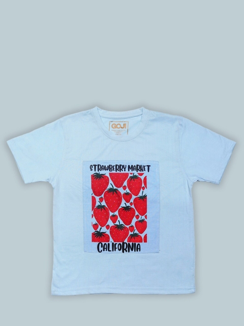

GOJI Kids Blue V-Neck Extended Sleeves Raw Edge T-shirt