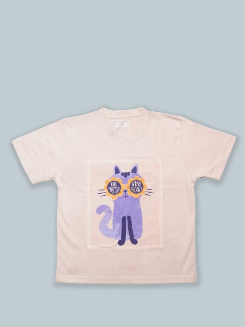 

GOJI Kids Peach-Coloured & rosewater Floral V-Neck T-shirt