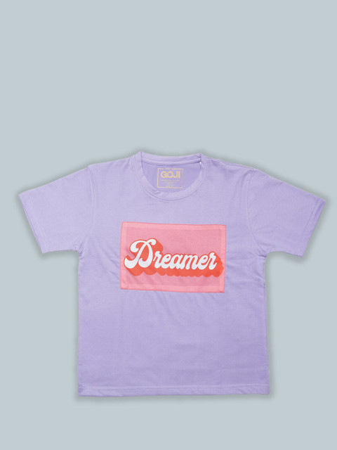 

GOJI Kids Lavender & peony V-Neck Extended Sleeves Raw Edge T-shirt