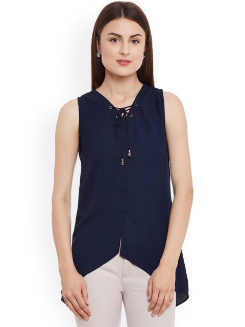 

Kazo Women Navy Styled Back Top, Navy blue
