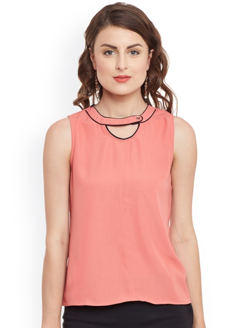 

Kazo Women Peach-Coloured Styled Back Top