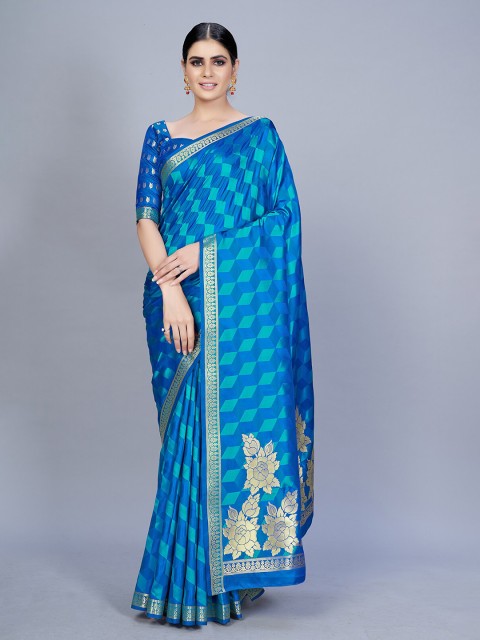 

MONJOLIKA FASHION Women Blue Sarees