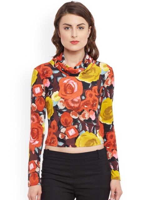 

Kazo Women Multicoloured Printed Crop Fitted Top, Multi