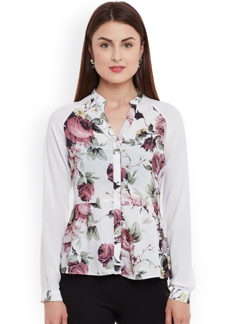 

Kazo Women White Printed Comfort Fit Shirt