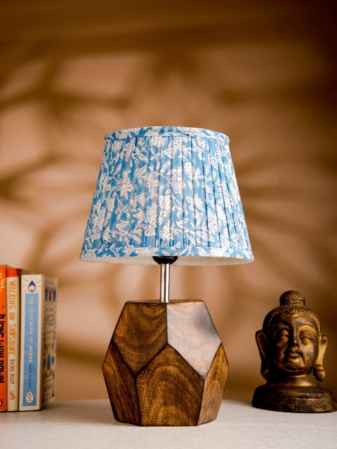 

green girgit Brown & Blue Printed Traditional Table Lamp