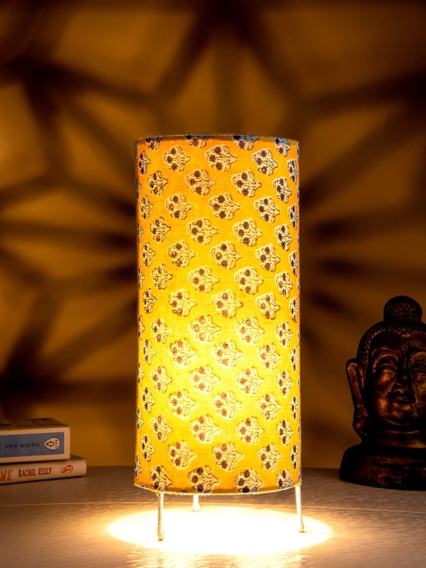 

green girgit Yellow Floral Printed Contemporary Table Lamp