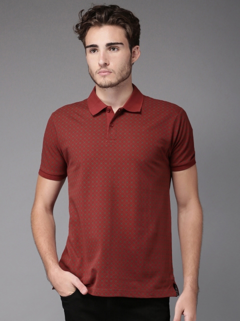 

Moda Rapido Men Maroon Printed Polo Collar T-shirt