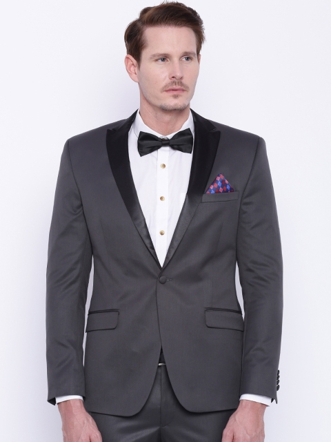 

SUITLTD Men Grey Single-Breasted Slim Fit Party Tuxedo