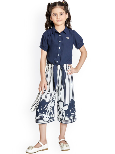 

Peppermint Girls Navy Blue & White Top with Palazzos