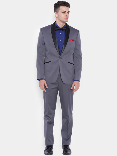 

SUITLTD Men Grey Single-Breasted Party Suit