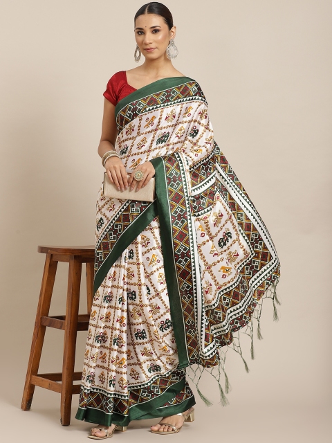 

Havida Sarees Off White Patola Print Turkey Silk Saree