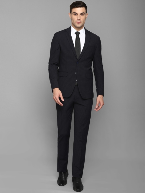 

Louis Philippe Men Black Checked Single-Breasted Slim-Fit Three-Piece Suit