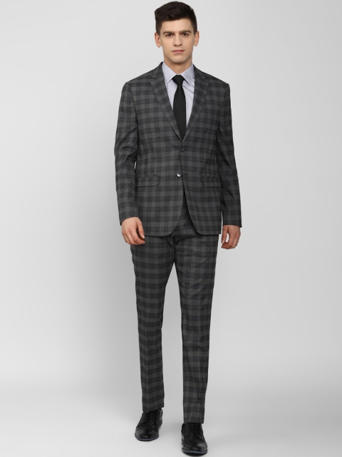 

Van Heusen Men Grey & Black Checked Single-Breasted Slim-Fit Formal Suit