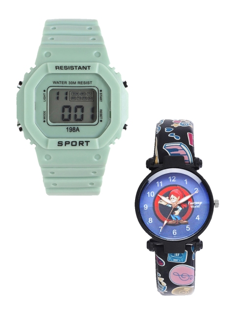 

Fantasy World Unisex Kids Grey Dial & Green Straps Digital Watch FW-198A-GR-022-CH-BK7