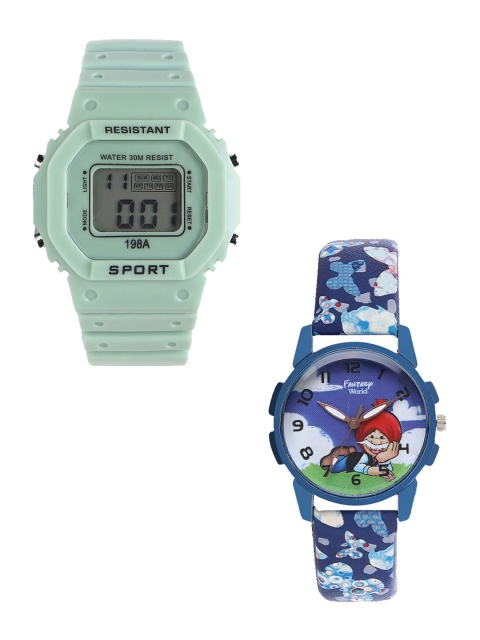 

Fantasy World Unisex Kids Grey Dial & Green Straps Digital Watch FW-198A-GR-020-CH-BL3