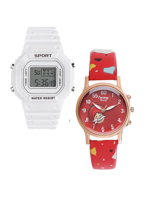 

Fantasy World Unisex Kids Grey Dial & White Straps Analogue Watch FW-198A-WH-021-CH-CP5
