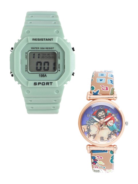 

Fantasy World Unisex Kids Grey Printed Dial & Green Straps Digital Watch FW-198A-GR-021-CH-CP4