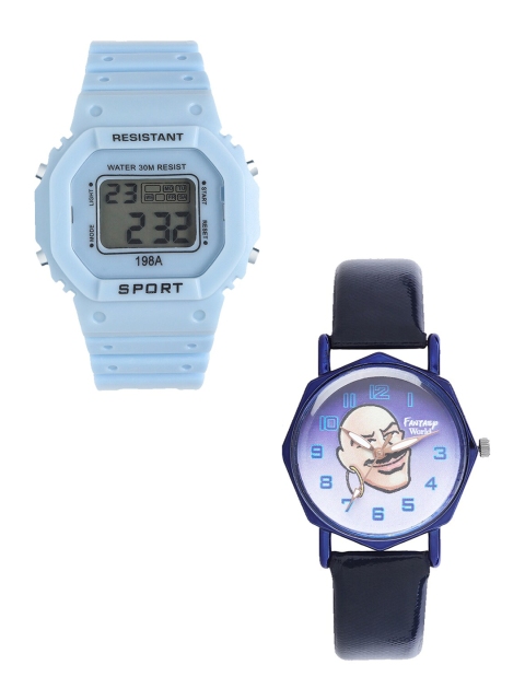 

Fantasy World Unisex Kids Grey Printed Dial & Blue Straps Analogue and Digital Watch FW-198A-BL-020-CH-BL2