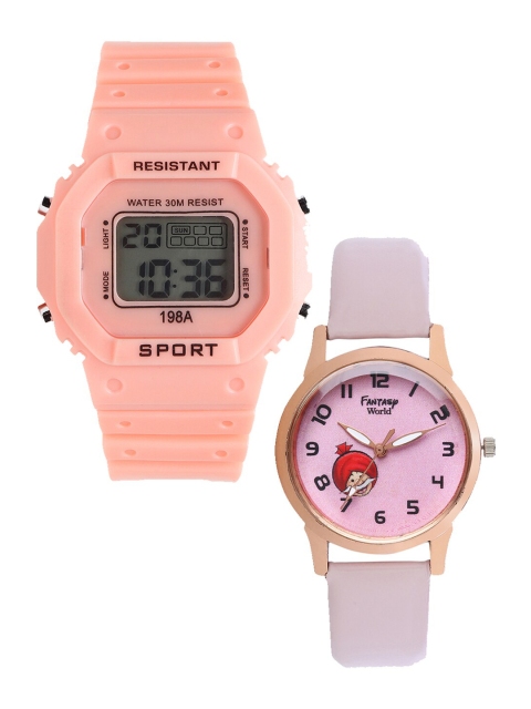 

Fantasy World Unisex Kids Grey Printed Dial & Orange Straps Analogue and Digital Watch