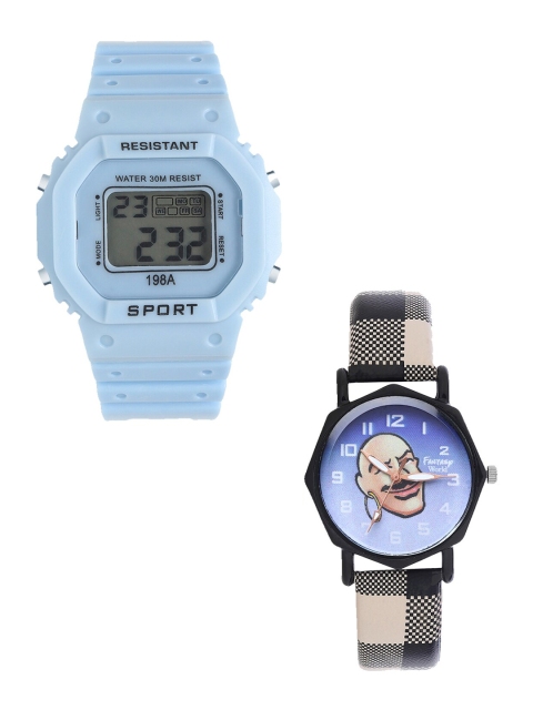 

Fantasy World Unisex Kids Grey Dial & Blue Bracelet Style Straps Analogue Watch FW-198A-BL-022-CH-BK8