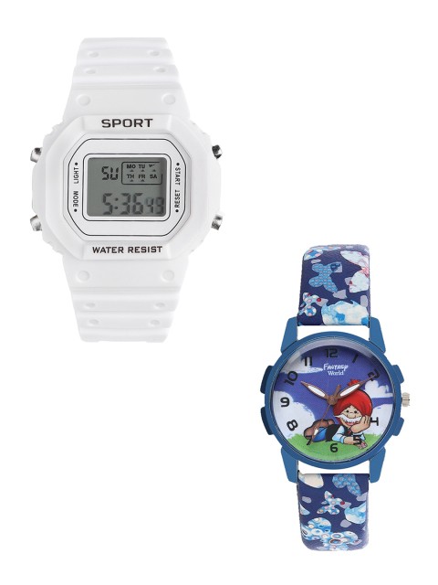 

Fantasy World Unisex Kids Grey Printed Dial & White Straps Digital Watch FW-198A-WH-020-CH-BL3