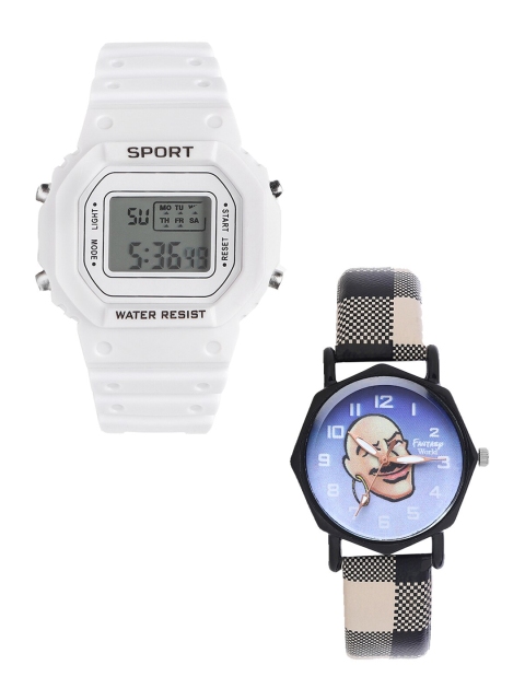 

Fantasy World Unisex Kids Grey Dial & White Bracelet Style Straps Analogue Watch FW-198A-WH-022-CH-BK8
